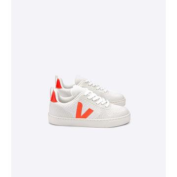 Veja V-10 MALHA BRANCO ALUMINIO Cipő Gyerek White/Orange | HU 795BEX